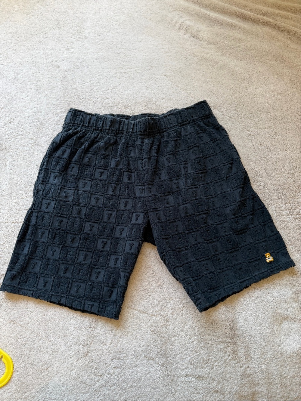 Teddy Fresh Black Waffle-Terry Men's Athletic Shorts
